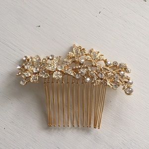 Gold Plated and Rhinestone Bridal Comb